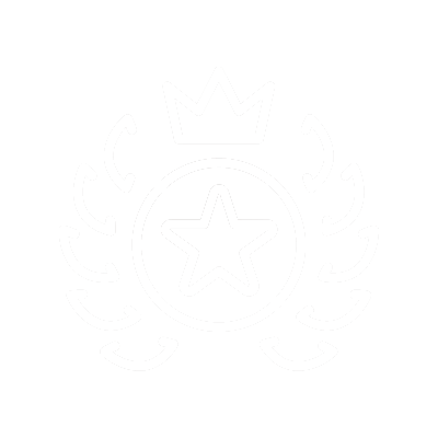icon for capable - a star in a circle with a crown above and a wreath to the sides